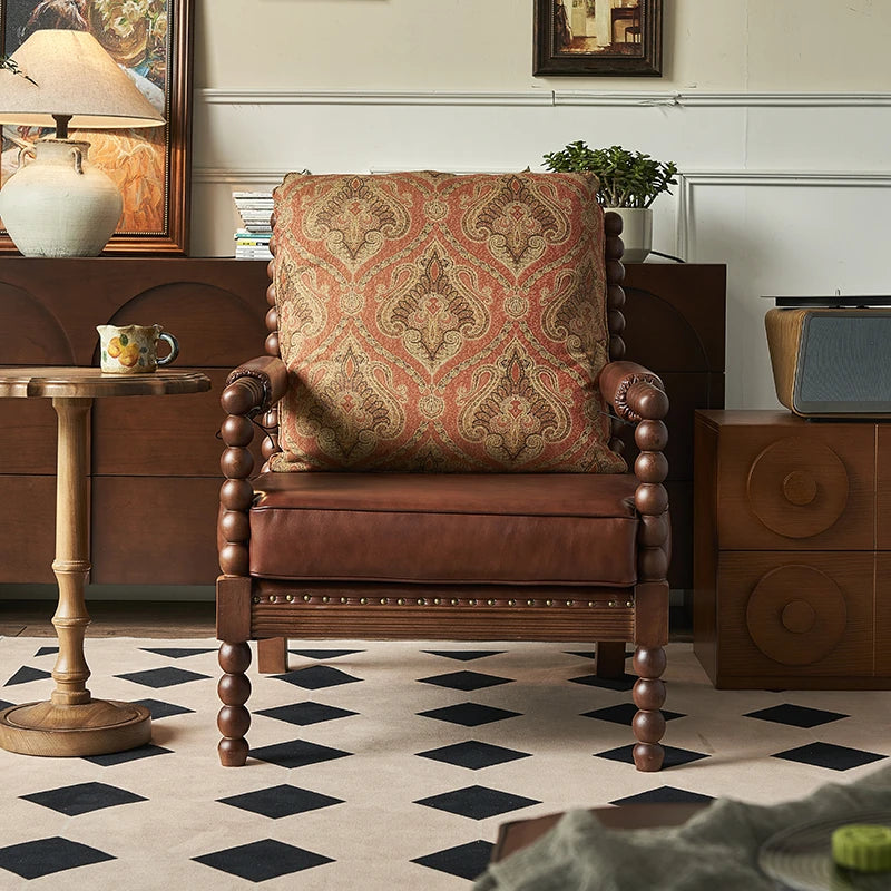 Stylish Ash Wood Chair with PU Leather and Cotton-Ramie Cushion - Perfect for Modern Living Spaces hsysg-4983