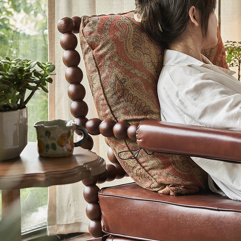 Stylish Ash Wood Chair with PU Leather and Cotton-Ramie Cushion - Perfect for Modern Living Spaces hsysg-4983
