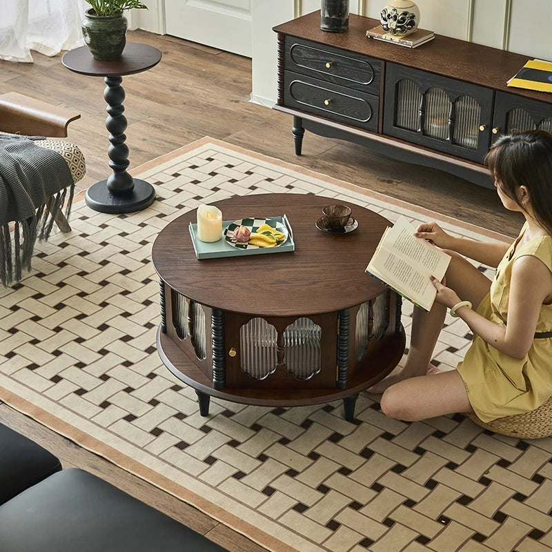 Stylish Ash Wood and Glass Coffee Table with Elegant Design for Modern Living Rooms hsysg-4984