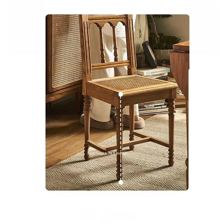Elegant Ash Wood Chair with Rattan Weaving - Timeless Rustic Style for Your Home Decor hsysg-4986