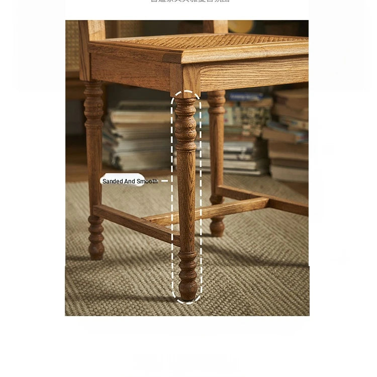 Elegant Ash Wood Chair with Rattan Weaving - Timeless Rustic Style for Your Home Decor hsysg-4986