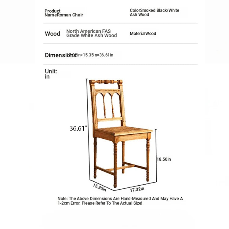 Elegant Ash Wood Chair with Rattan Weaving - Timeless Rustic Style for Your Home Decor hsysg-4986