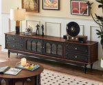 Elegant Ash Wood TV Cabinet with Glass Doors and Multi-Layer Design - Stylish Storage for Living Room hsysg-4989