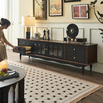 Elegant Ash Wood TV Cabinet with Glass Doors and Multi-Layer Design - Stylish Storage for Living Room hsysg-4989