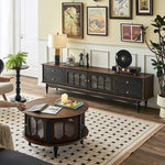 Elegant Ash Wood TV Cabinet with Glass Doors and Multi-Layer Design - Stylish Storage for Living Room hsysg-4989