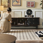 Elegant Ash Wood TV Cabinet with Glass Doors and Multi-Layer Design - Stylish Storage for Living Room hsysg-4989