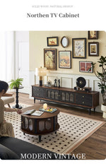 Elegant Ash Wood TV Cabinet with Glass Doors and Multi-Layer Design - Stylish Storage for Living Room hsysg-4989