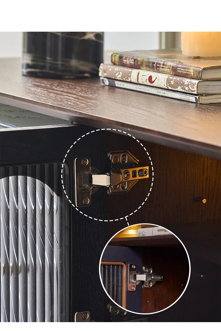 Elegant Ash Wood TV Cabinet with Glass Doors and Multi-Layer Design - Stylish Storage for Living Room hsysg-4989