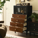 Chic Ash Wood Cabinet with Glass Display and Elegant Storage Drawers – Stylish Multi-layer Board Furniture for Your Home hsysg-4990
