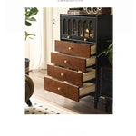 Chic Ash Wood Cabinet with Glass Display and Elegant Storage Drawers – Stylish Multi-layer Board Furniture for Your Home hsysg-4990