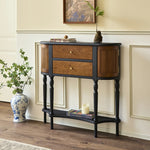 Elegant Ash Wood Multi-Layer Board Cabinet with Two Drawers and Vintage Charm hsysg-4991