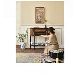 Elegant Ash Wood Multi-Layer Board Cabinet with Two Drawers and Vintage Charm hsysg-4991