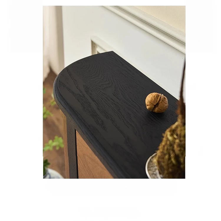 Elegant Ash Wood Multi-Layer Board Cabinet with Two Drawers and Vintage Charm hsysg-4991