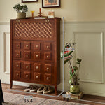 Stylish Ash Wood Multi-Layer Cabinet with Elegant Checkerboard Design - Perfect Storage Solution for Modern Homes hsysg-4992