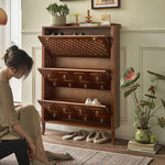 Stylish Ash Wood Multi-Layer Cabinet with Elegant Checkerboard Design - Perfect Storage Solution for Modern Homes hsysg-4992