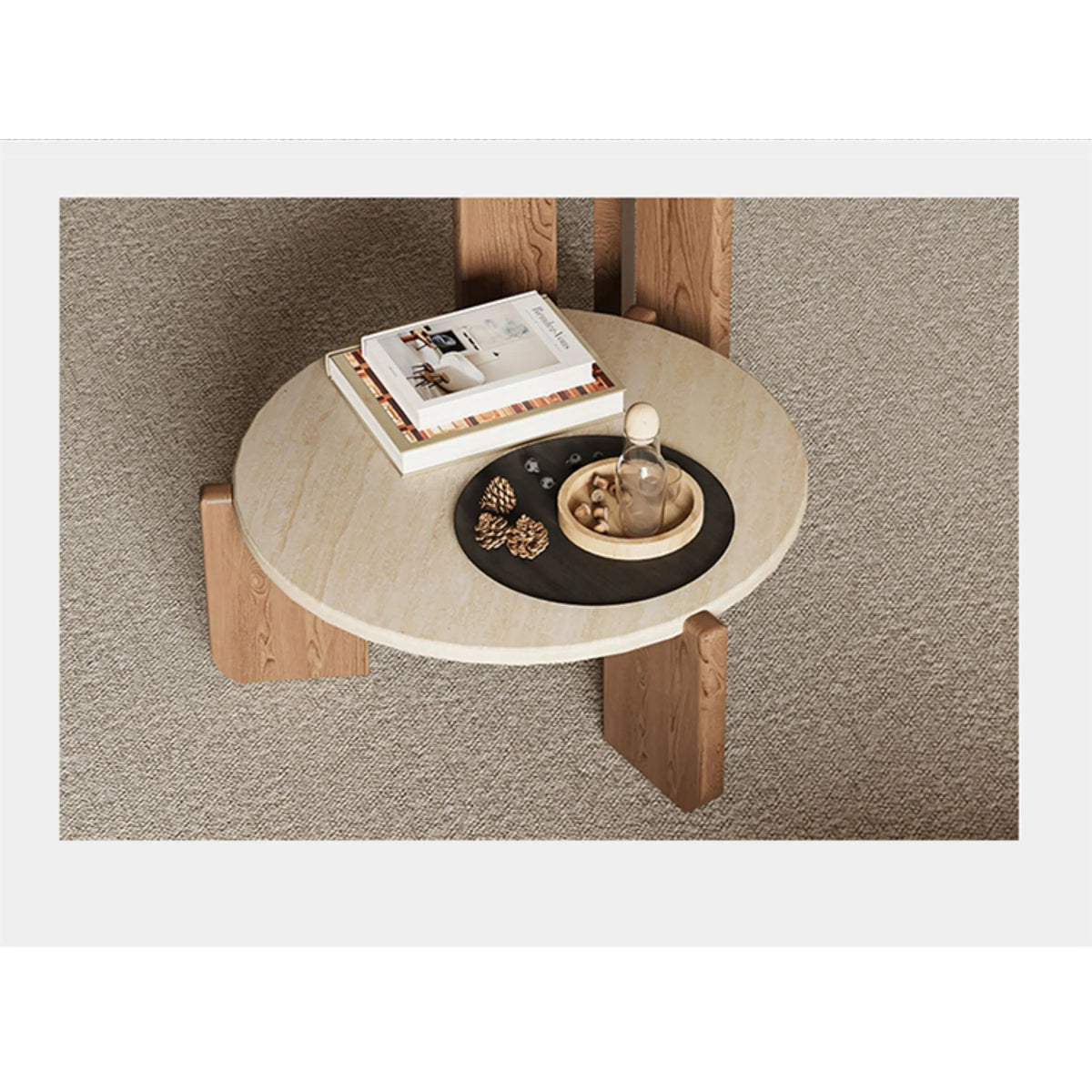 Modern Oak Wood Stone Tea Table: Elevate Your Living Room Décor hty-2058