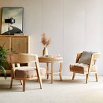 Elegant Ash Wood and Rattan Chair with Cotton-Linen Upholstery htzm-1501