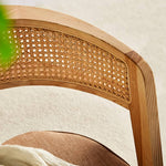 Elegant Ash Wood and Rattan Chair with Cotton-Linen Upholstery htzm-1501