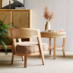 Elegant Ash Wood and Rattan Chair with Cotton-Linen Upholstery htzm-1501