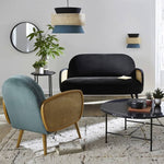 Modern Red and Black Velvet Rattan Sofa with Ash Wood Frame htzm-1503