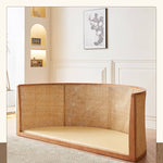 Beige Rattan Sofa with Ash Wood Frame and Cotton Linen Upholstery htzm-1505