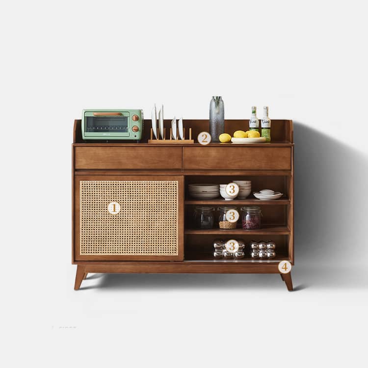 Brown Ash Wood and Rattan Cabinet - Sleek and Stylish Storage Solution htzm-1510
