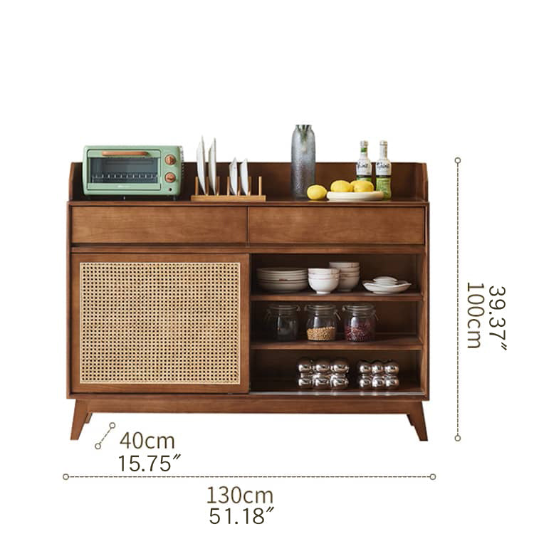 Brown Ash Wood and Rattan Cabinet - Sleek and Stylish Storage Solution htzm-1510