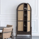 Elegant Black Oak Wood Cabinet with Rattan Accents for Modern Living Rooms htzm-1512