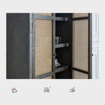 Elegant Black Oak Wood Cabinet with Rattan Accents for Modern Living Rooms htzm-1512