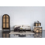 Elegant Black Oak Wood Cabinet with Rattan Accents for Modern Living Rooms htzm-1512