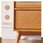 Elegant Ash Wood Cabinet with Natural Rattan Details htzm-1513