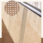 Elegant Dark Brown Ash Wood Sofa with Intricate Rattan Detailing htzm-1514