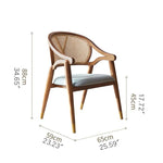 Elegant Brown Ash Wood Table with Rattan Accents and Cotton Linen Blend htzm-1520