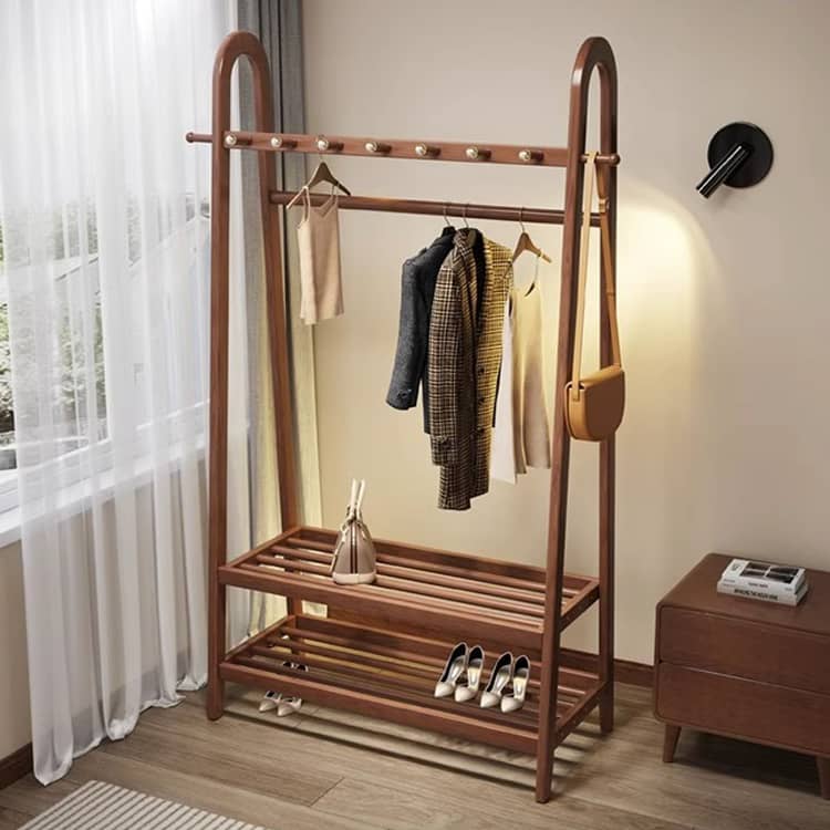 Elegant Brown Ash Wood Coat Hanger - Stylish & Durable htzm-1527