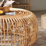 Natural Wood and Rattan Tea Table – Elegant and Durable Design htzm-1528