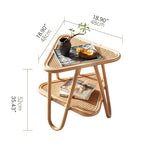 Natural Wood and Rattan Tea Table – Elegant and Durable Design htzm-1528