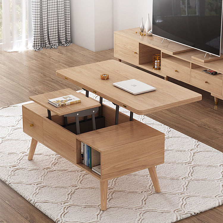 Stylish Natural Oak and White Matte Ceramic Tea Table - Premium Solid Wood Design hx-1564
