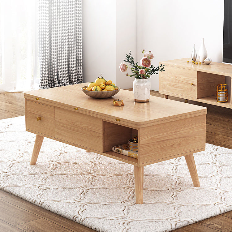 Stylish Natural Oak and White Matte Ceramic Tea Table - Premium Solid Wood Design hx-1564