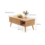 Elegant White Tea Table with Natural Solid Oak Wood and Ceramic Accents hx-1565