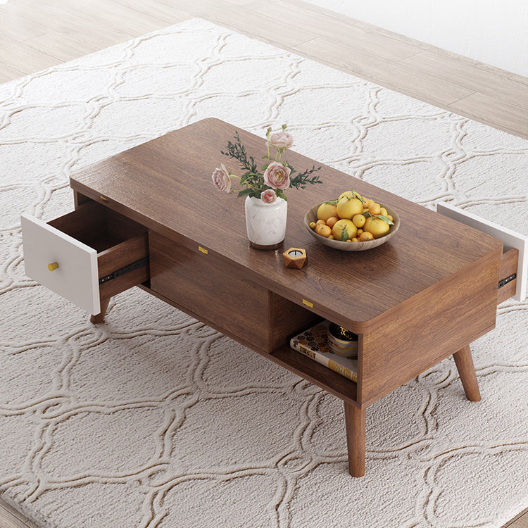 Elegant Solid Wood & Ceramic Tea Table - Brown, White & Black Design hx-1566