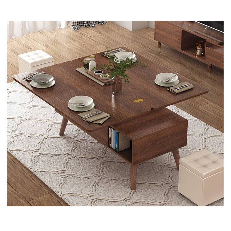 Elegant Solid Wood & Ceramic Tea Table - Brown, White & Black Design hx-1566