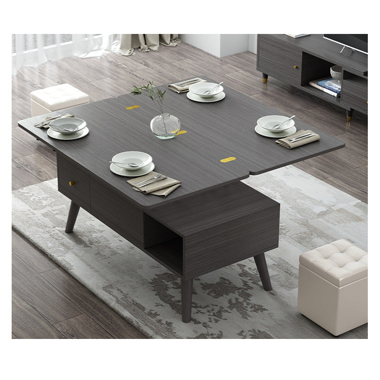 Elegant Solid Wood & Ceramic Tea Table - Brown, White & Black Design hx-1566