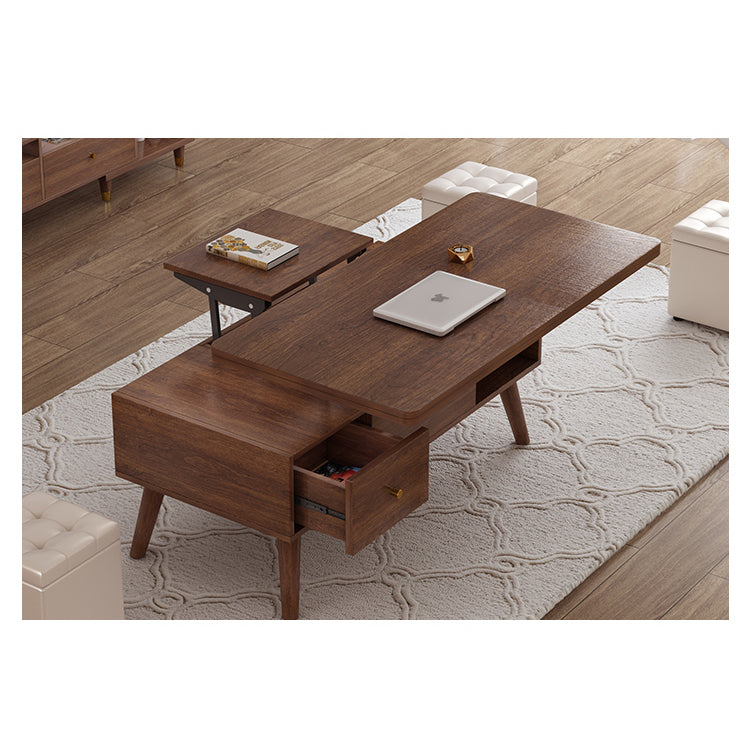 Elegant Solid Wood & Ceramic Tea Table - Brown, White & Black Design hx-1566