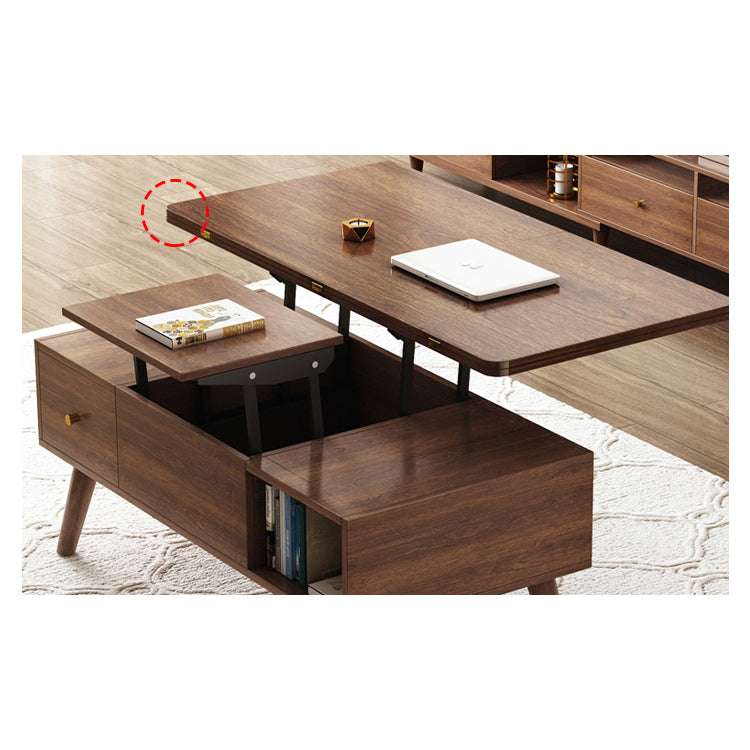 Elegant Solid Wood & Ceramic Tea Table - Brown, White & Black Design hx-1566