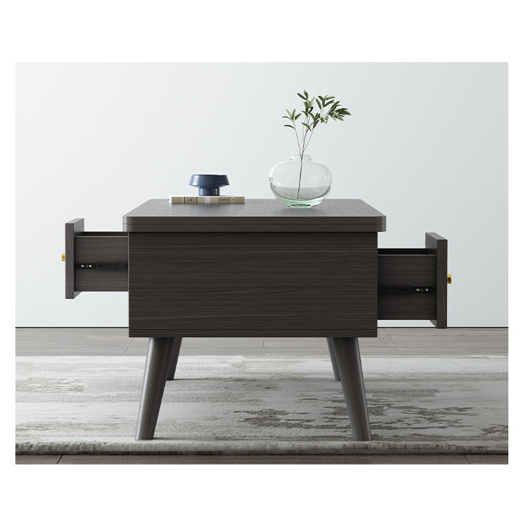 Elegant Solid Wood & Ceramic Tea Table - Brown, White & Black Design hx-1566