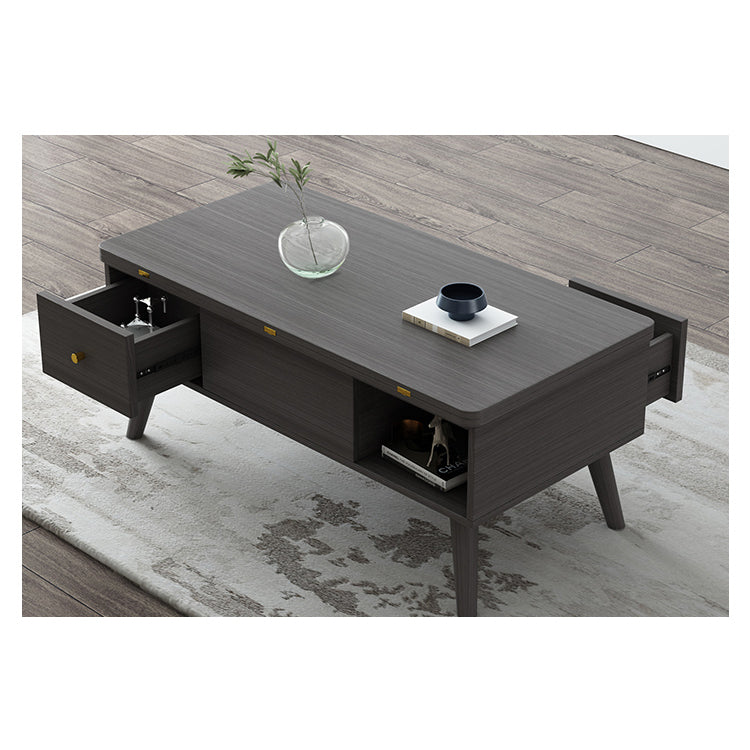 Elegant Solid Wood & Ceramic Tea Table - Brown, White & Black Design hx-1566