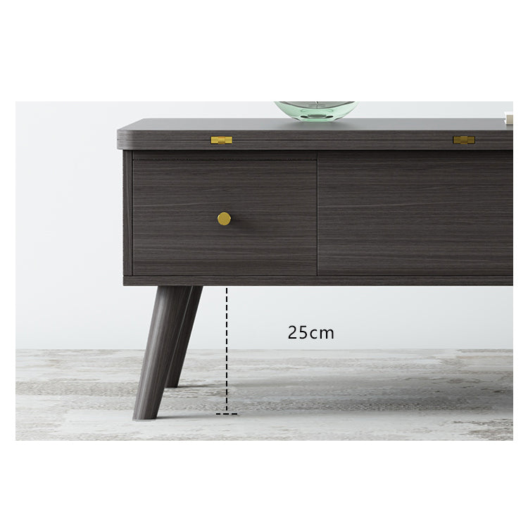 Elegant Solid Wood & Ceramic Tea Table - Brown, White & Black Design hx-1566