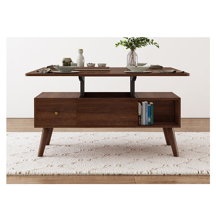 Elegant Solid Wood & Ceramic Tea Table - Brown, White & Black Design hx-1566