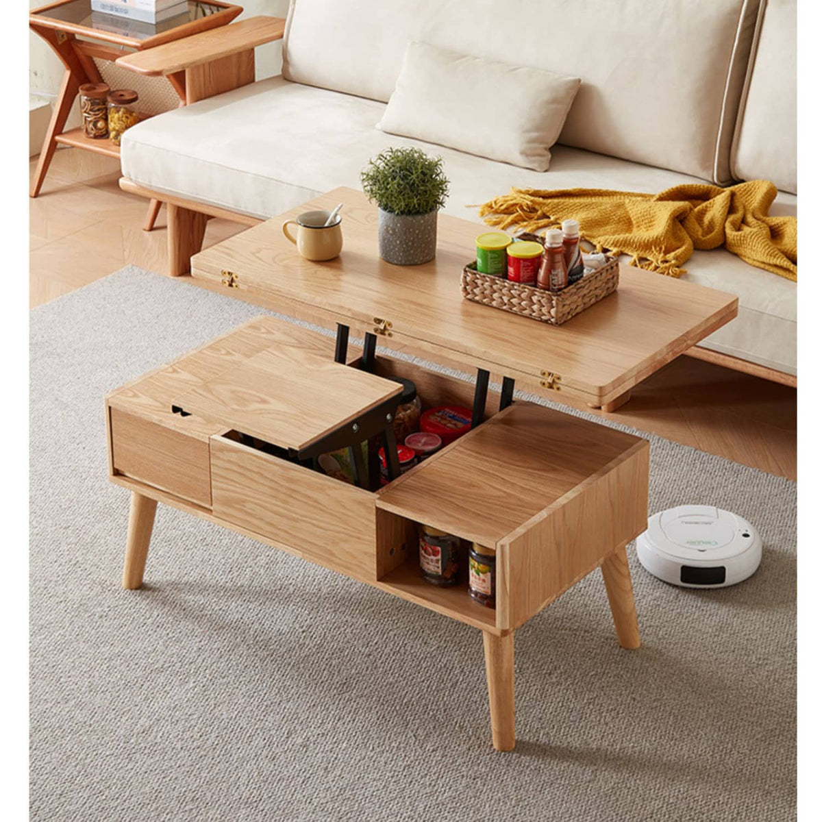 Elegant Oak Wood Tea Table - Natural Finish for Sophisticated Spaces hx-1567