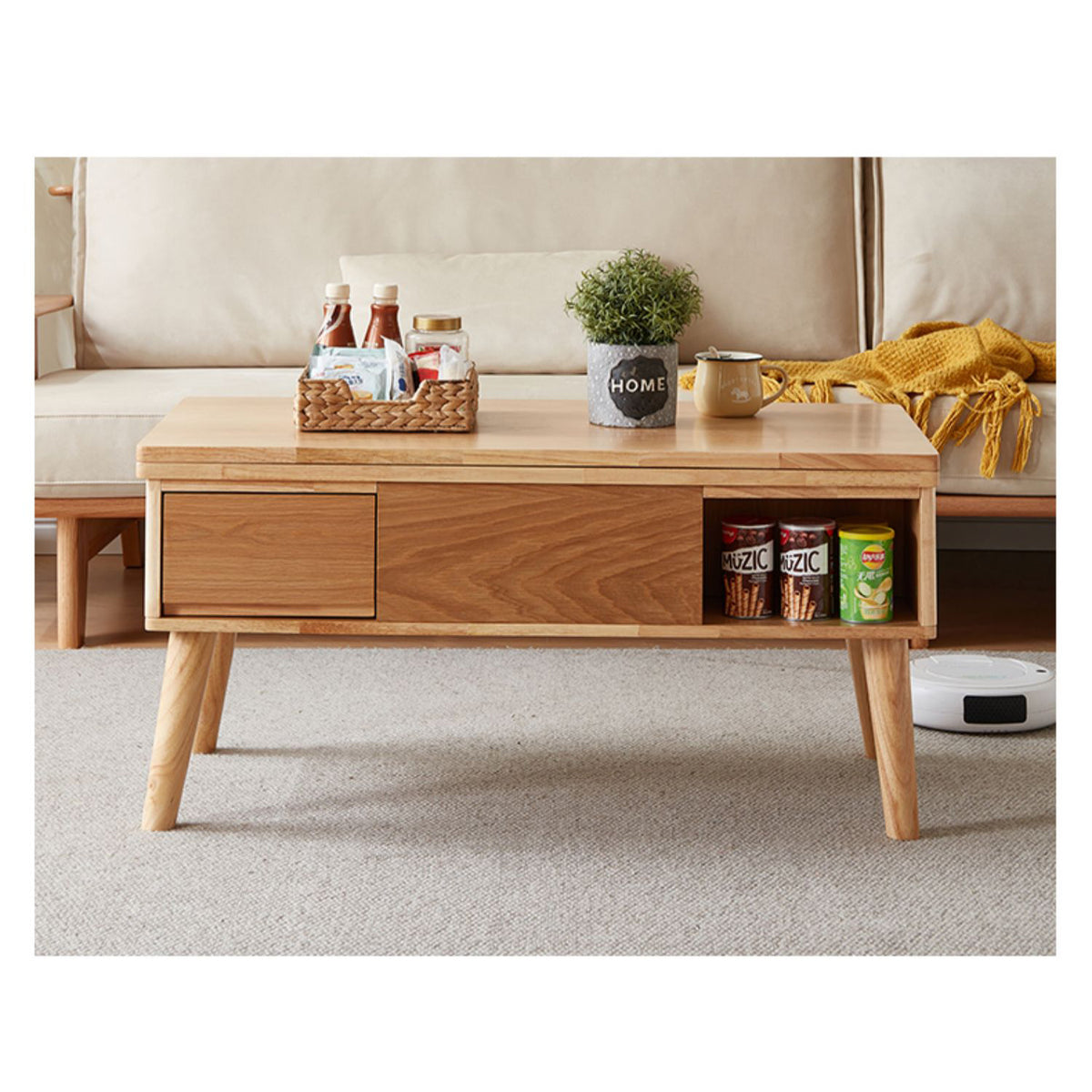 Elegant Oak Wood Tea Table - Natural Finish for Sophisticated Spaces hx-1567